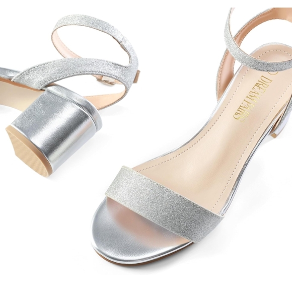 Elegant Silver Ankle Strap Women's Sandals - Picture 5 of 10